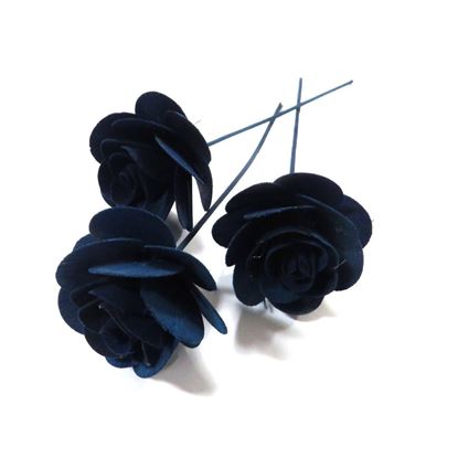 Obrázok z Deco ružičky- modrá, na drôtiku/na drevenej tyčke (12ks)