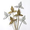 Obrázek z Lata leaves na stonku - zlatá, stříbrná (5ks) 